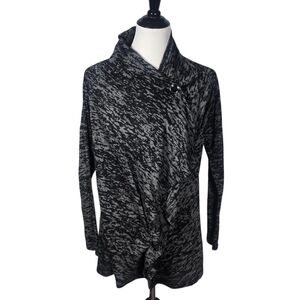 Bobeau Small Black and Gray Wrap Drape Jacket